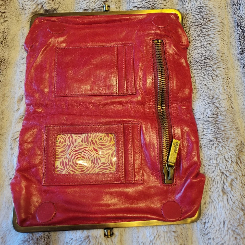 HOBO Red Leather Lauren Clutch Crossbody - Picture 3 of 8
